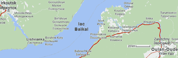 carte du sud du lac Baïkal
