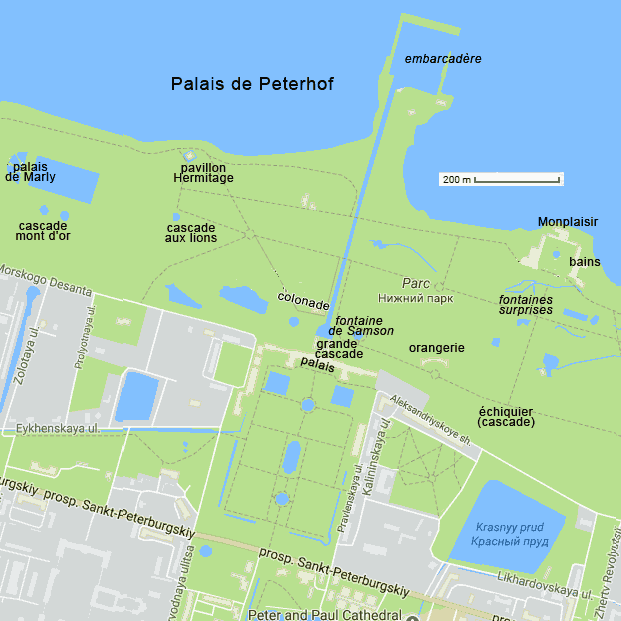 carte du palais de Peterhof Russie