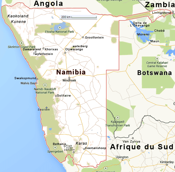 carte de la Namibie