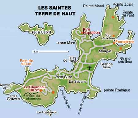 carte de Terre de Haut - Les Saintes Guadeloupe