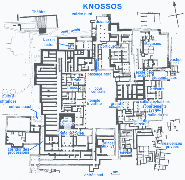 carte du site archéologique de Knossos