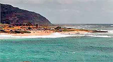 Sandy beach body surf Ohau  Hawaii