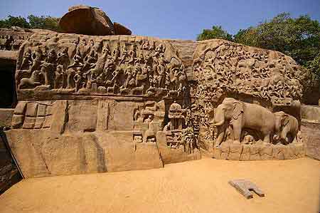Inde Tamil Nadu la lgende de l'ascse d'Arjuna  Mamallapuram