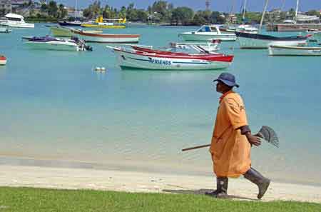 nettoyage de la plage  grand Baie - ile Maurice