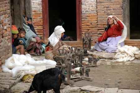 Khokana  valle de Katmandou tissage de la laine