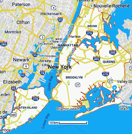 carte de New-york city et sa région