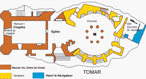 plan du couvent, eglise et chateau de TOMAR