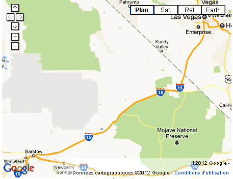 route 66 carte de Vegas  Barstow