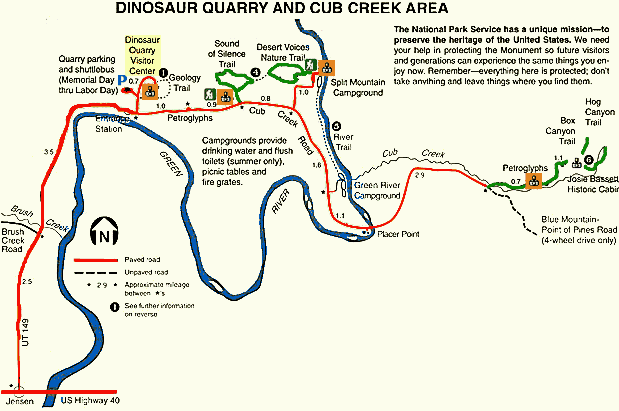 carte du parc des dinosaures - Utah