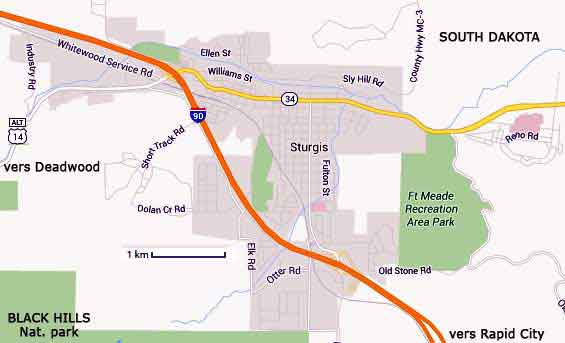 carte de Surgis dans le Dakota du sud