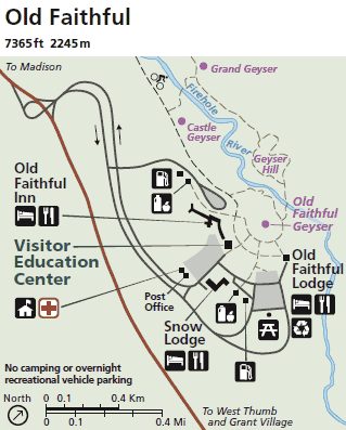 carte du oldf faithfull Yellowstone