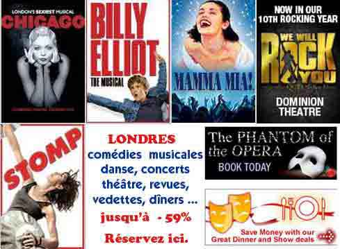 tous les spectacles a Londres, comedies musicales, theatres, diner spectacle, ...