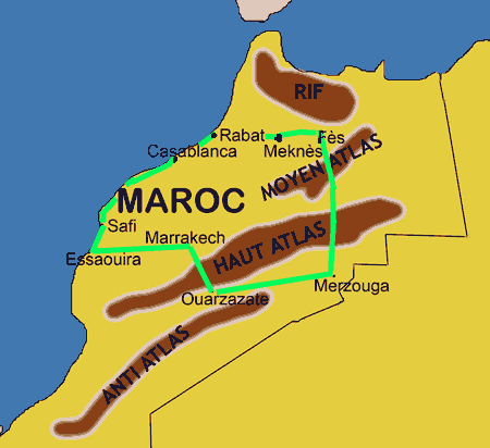 carte du maroc sud