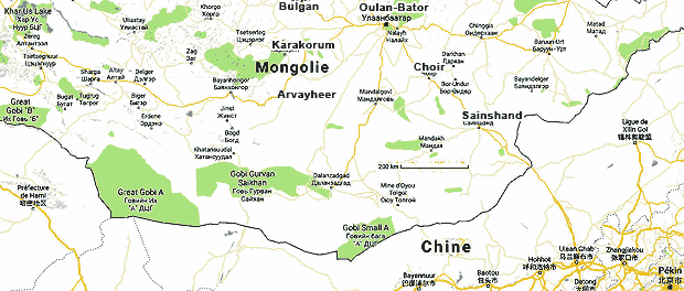 carte du désert de Gobi