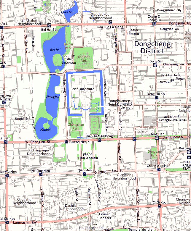 carte du centre de Pékin