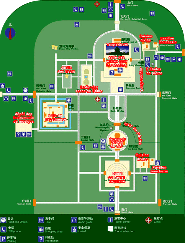 carte du parc du temple du ciel Pékin / Beijing