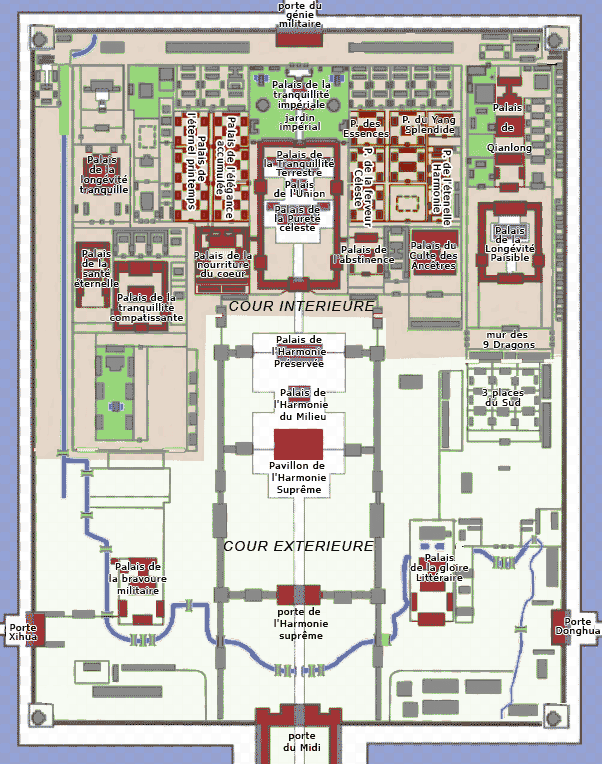 plan de la cité interdite - palais impérial de Pékin