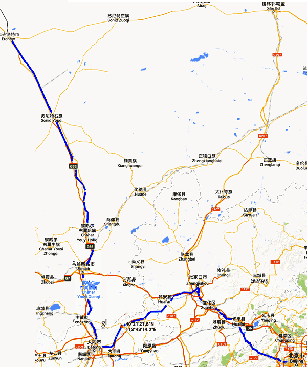 carte du Transmongolien en Chine