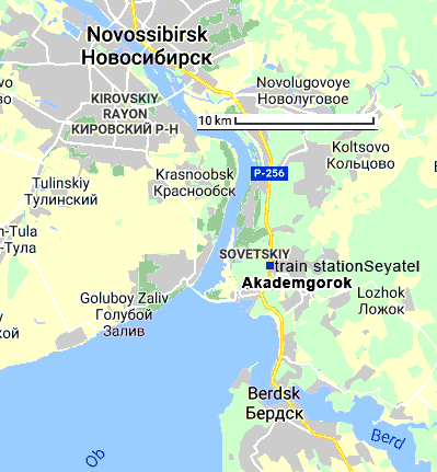 carte de Novossibirsk et sa région sud