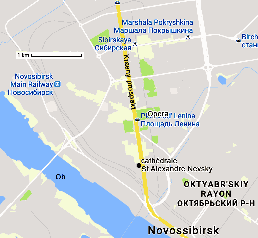 carte du centre de Novossibirsk