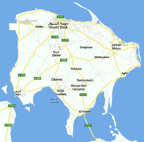 carte de Djerba Tunisie