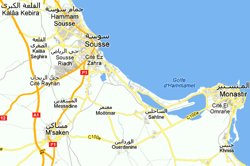 carte de Monastir, Tunisie
