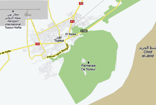 carte de Tozeur Tunisie