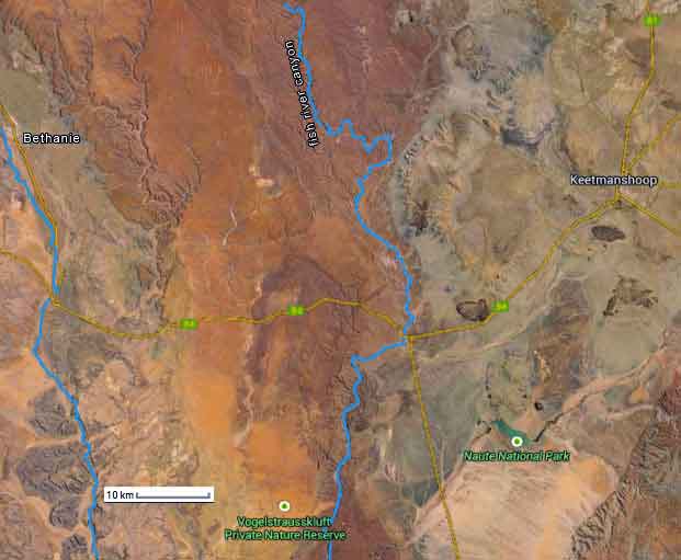 carte de la région du fish river canyon