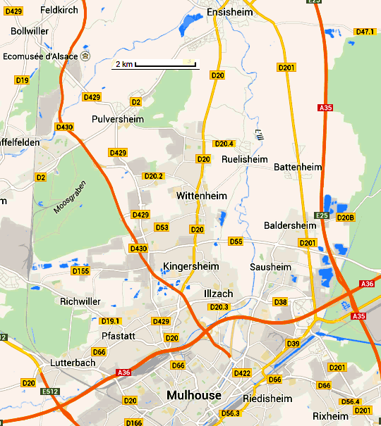 plan des environs de  l ecomusee d Alsace