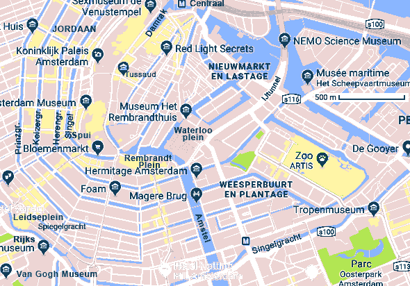 carte du centre d'Amsterdam