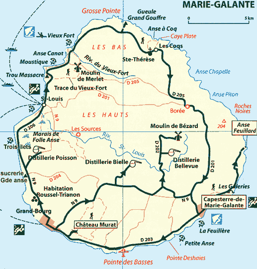 carte de Marie Galante Guadeloupe