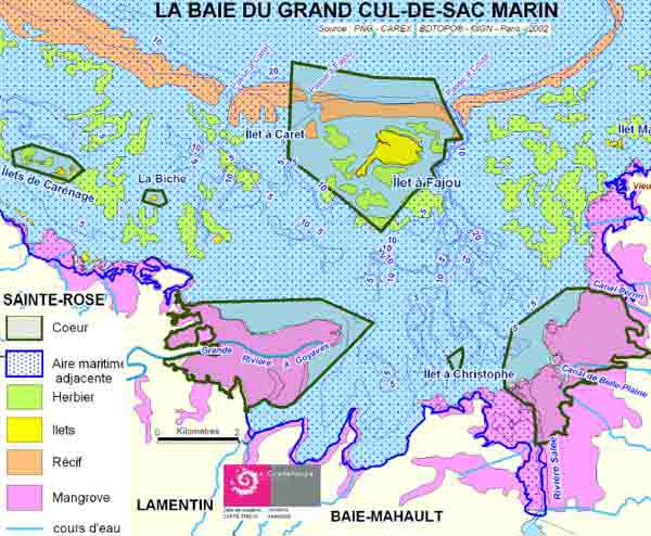 carte - extrait- grand cul de sac marin Guadeloupe