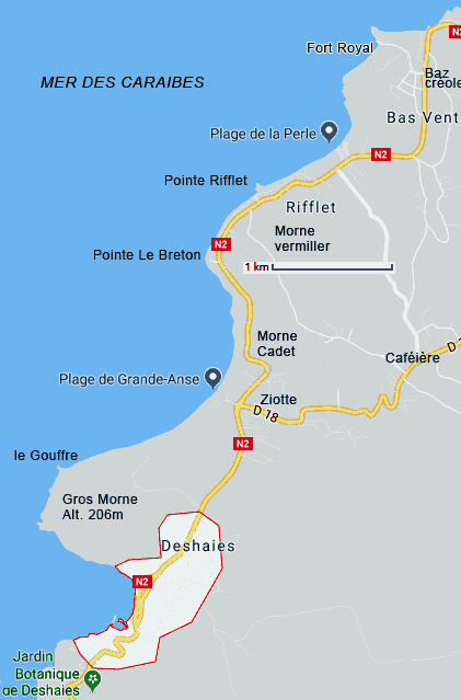 carte de Deshaies et environs