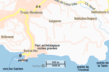 carte de Trois Rivières sur Basse terre en Guadeloupe