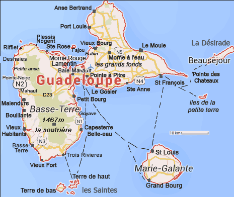 ile guadeloupe martinique carte