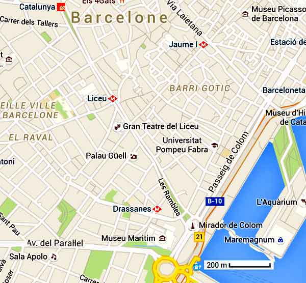 carte du centre de Barcelone