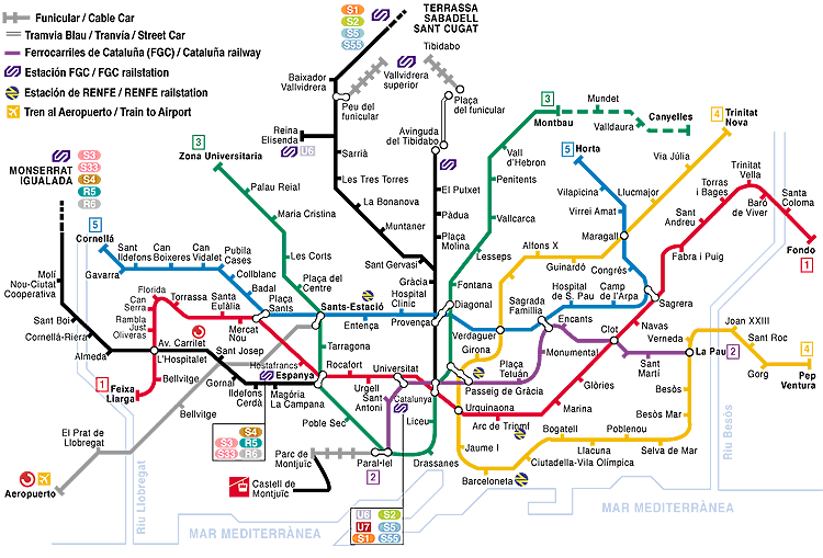 plan de metro barcelone