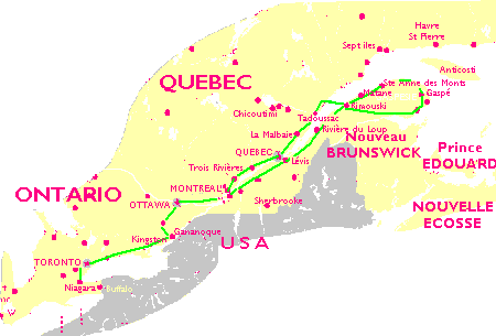 carte du quebec et de l'ontario