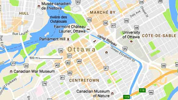 carte d'Ottawa et de Hull