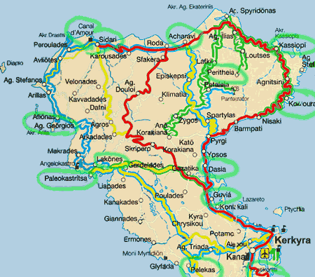 carte u nord de Corfou