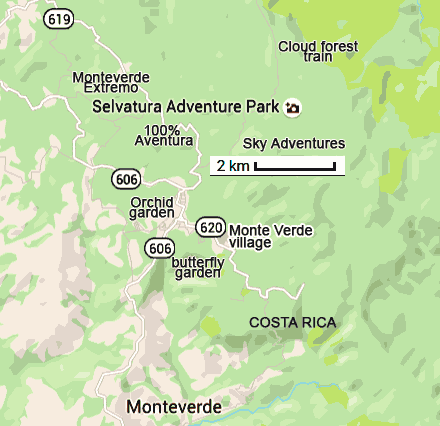 carte de Monteverde au Costa Rica