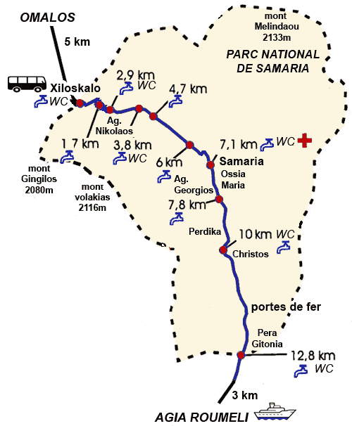 carte des gorges de Samaria