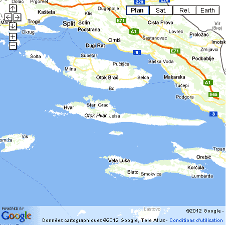  Croatie carte des ile et des environs de Split 