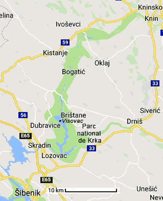 carte du parc national de Krka