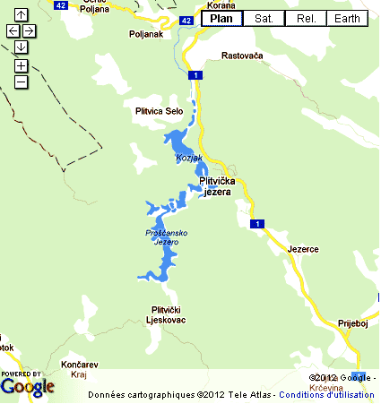 carte de Plitvice  Croatie