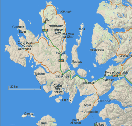 carte de l'île de Skye 