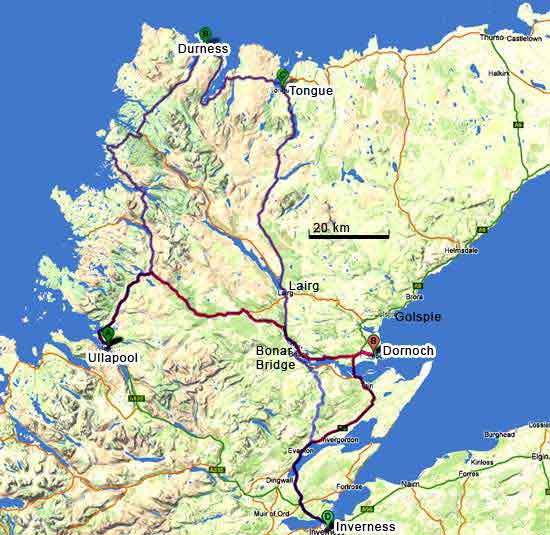 carte nord highlands Ecosse