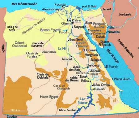 carte de l'egypte