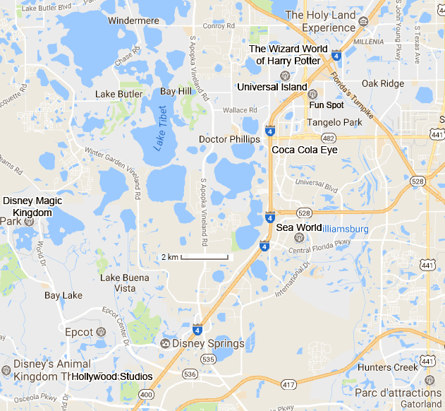 carte de la région d'Orlando