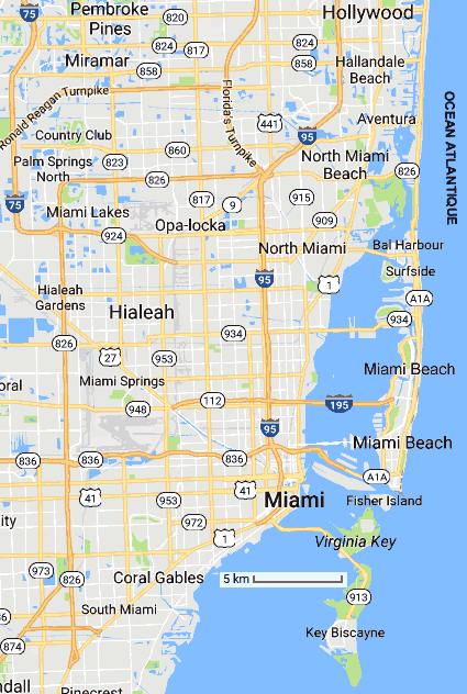 fort lauderdale sur la carte de la floride